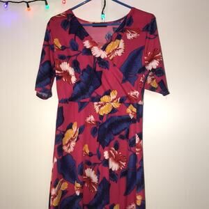 Romantic Hut NEW Pink Floral V Neck Wrap Dress Size XXL